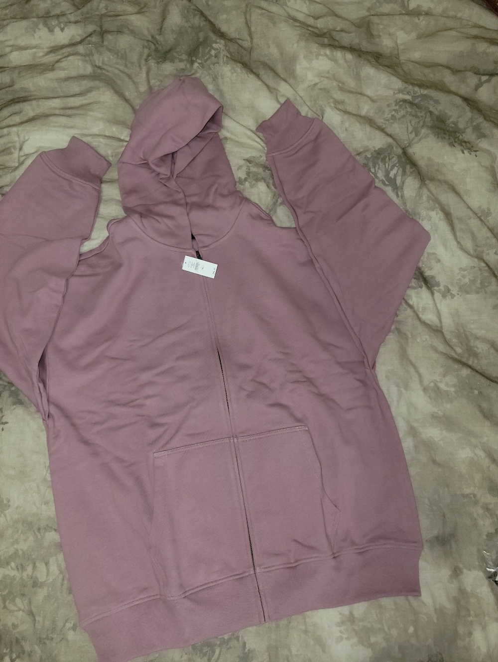 $89 GAP Mauve Hooded Zip Up Sweatshirt L Tall Women